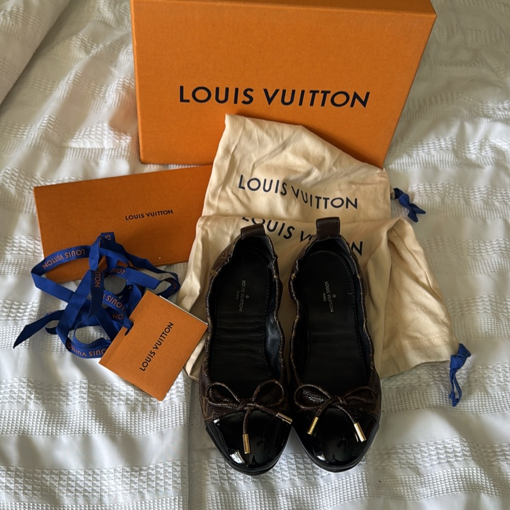 Authentic Louis Vuitton Brown black Monogram Ballet Flats size 36 - Picture 5 of 17